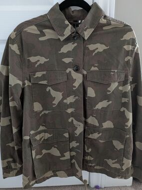 H&M Divided Cotton Shirt Jacket - Olive Brown